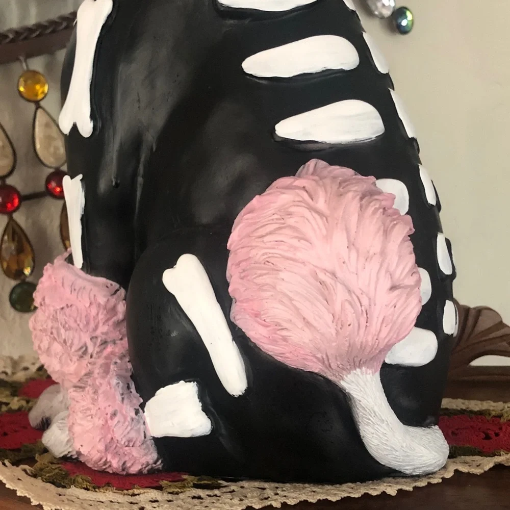 NWT Glamorous Ghouls Black and Pink Festive Poodle Skeleton Halloween Figurine